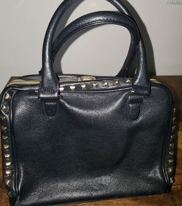 FOREVER 21 black studded retro bowling bag